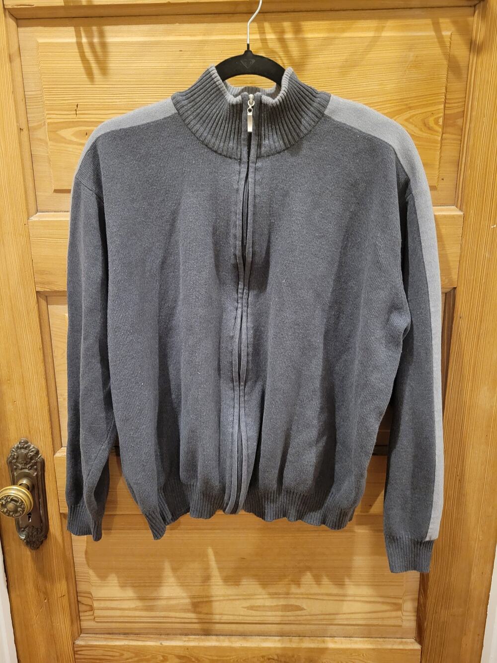 Oscar de la Renta Oversized Gray Zip-Up Sweater – Men’s XXL – Grandpacore